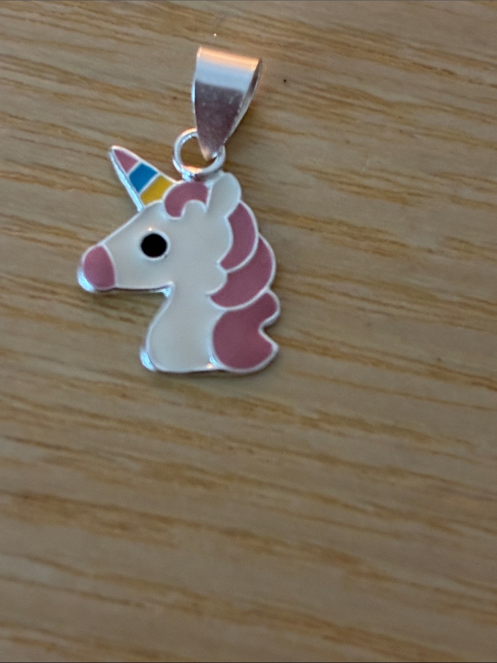 Kids Pink and White Unicorn Pendant Necklace 925 Sterling Silver